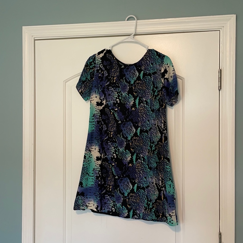 Snakeskin Mini Dress w/ Zipper Back